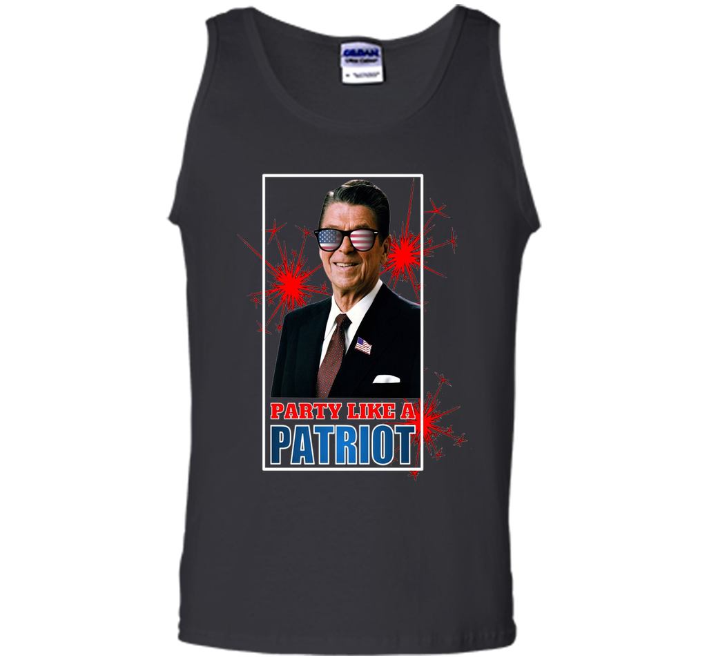 July 4th Party Like A Patriot Ronald Reagan Sunglass T-Shirt