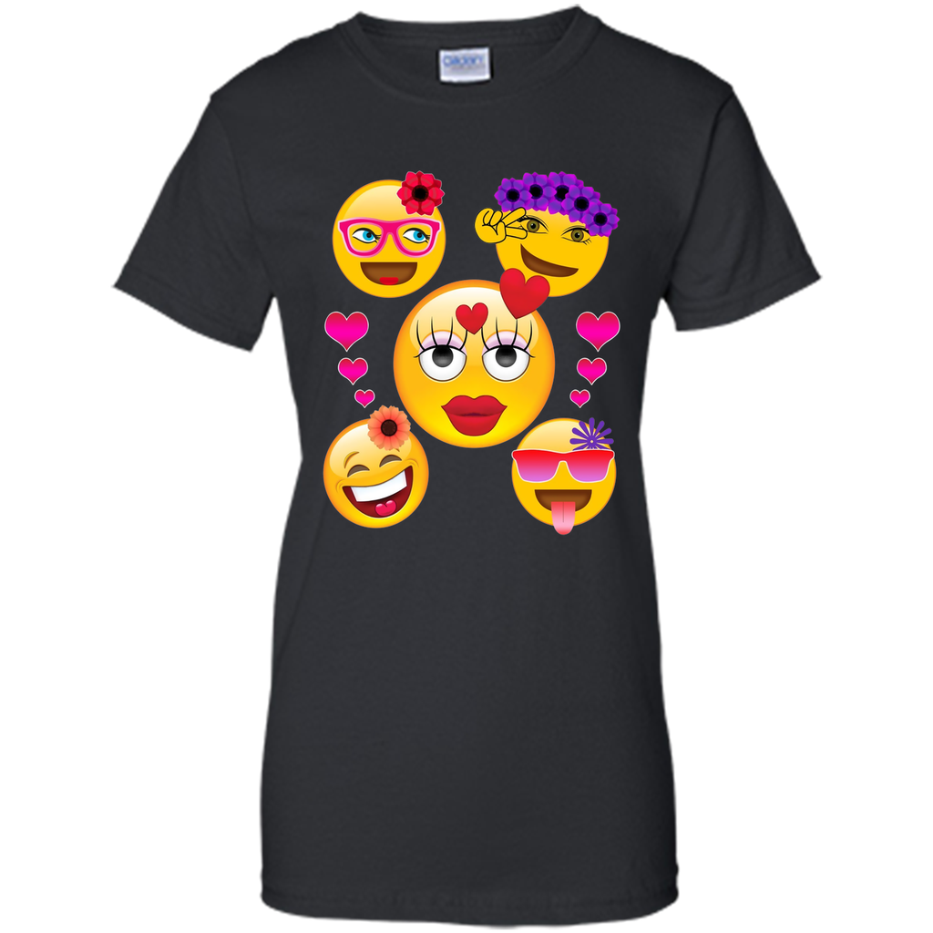 Cute Emoji Face Collage T-Shirt for Girls and Women