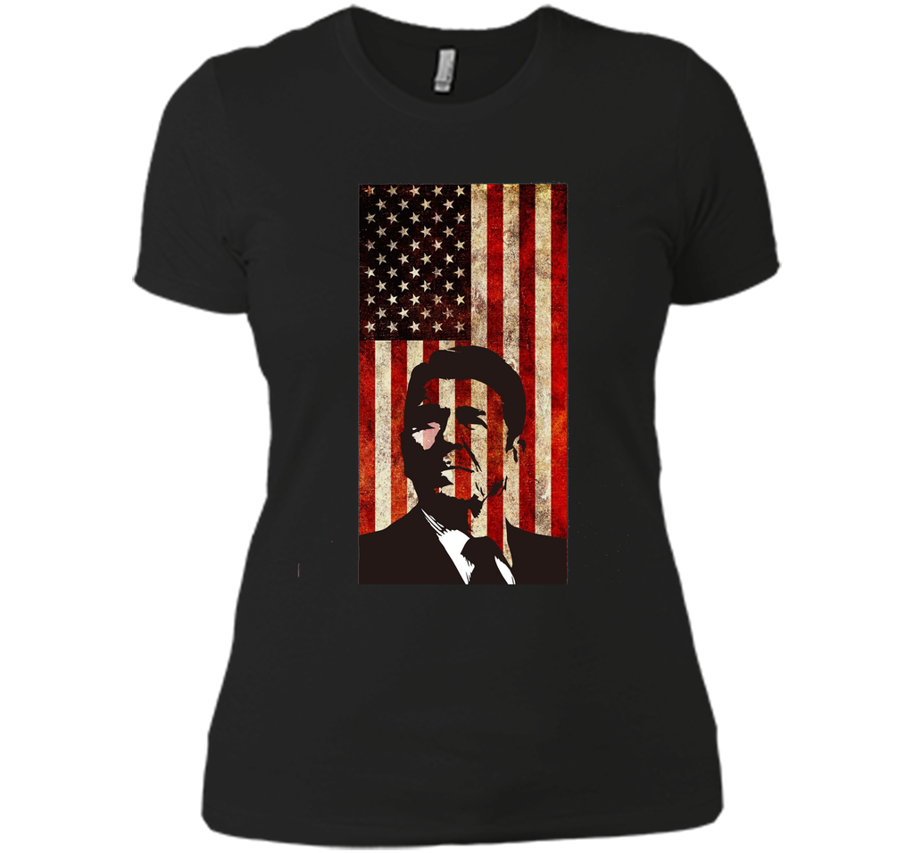 Ronald Reagan T-Shirt American Flag Patriotic Distressed Tee
