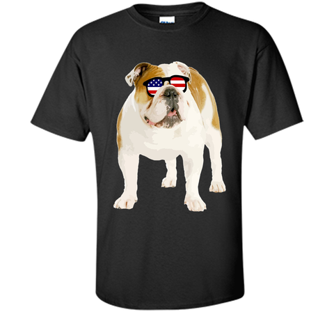 Patriotic Bulldog American Flag Sunglasses 4th of July Shirt