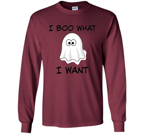 Funny Halloween T Shirt, I BOO What I want LS Ultra Cotton Tshirt