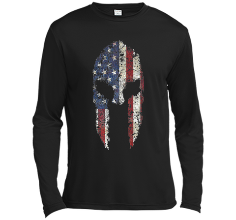 American Spartan Warrior Helmet Patriotic Flag T-Shirt