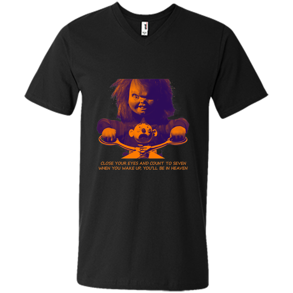 (1) close your eyes, you'll be in heaven, halloween day Mens Printed V-Neck T