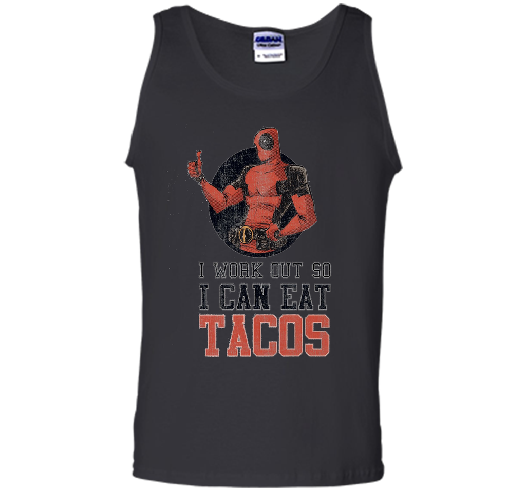 Marvel Deadpool Work Out Eat Tacos Graphic T-Shirt