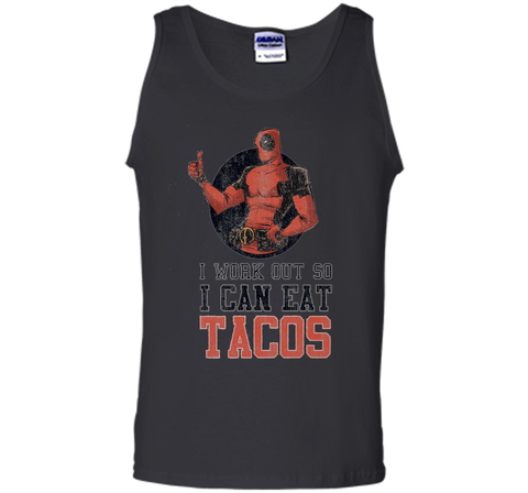 Marvel Deadpool Work Out Eat Tacos Graphic T-Shirt