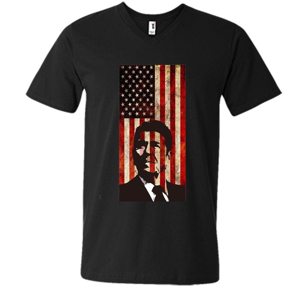 Ronald Reagan T-Shirt American Flag Patriotic Distressed Tee