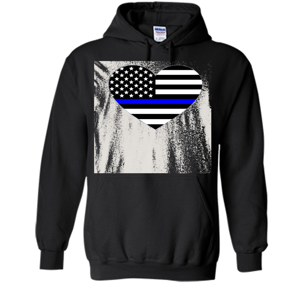 Thin Blue Line Police Support Love Heart T-shirt.