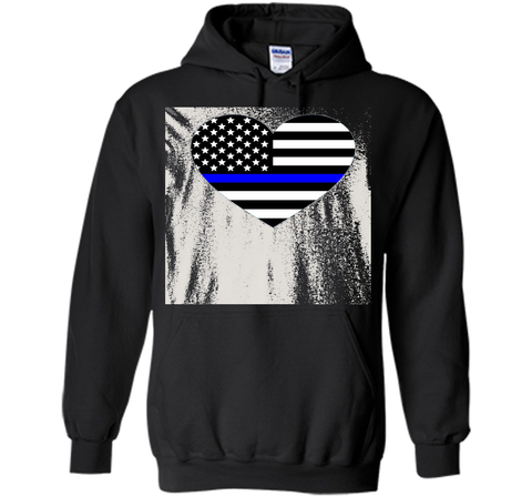 Thin Blue Line Police Support Love Heart T-shirt.