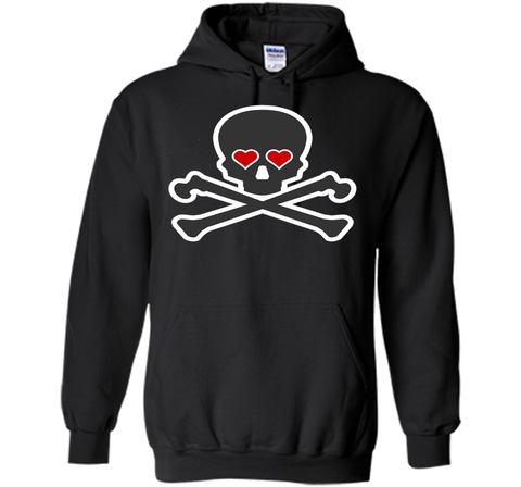 Skull and Crossbones Heart Eyes Shirt Cool Pirate T-Shirt
