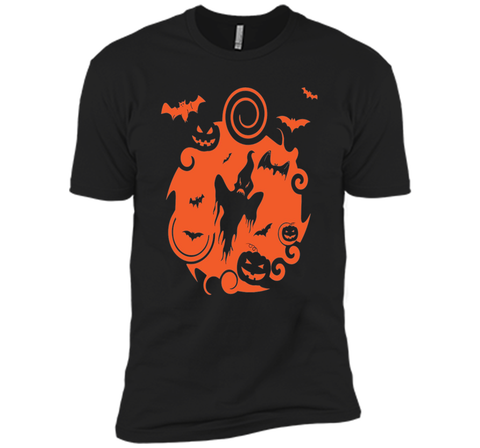 Abstract Halloween Pumpkins Bats Ghost Scene Tee Shirt Next Level Premium Short Sleeve Tee