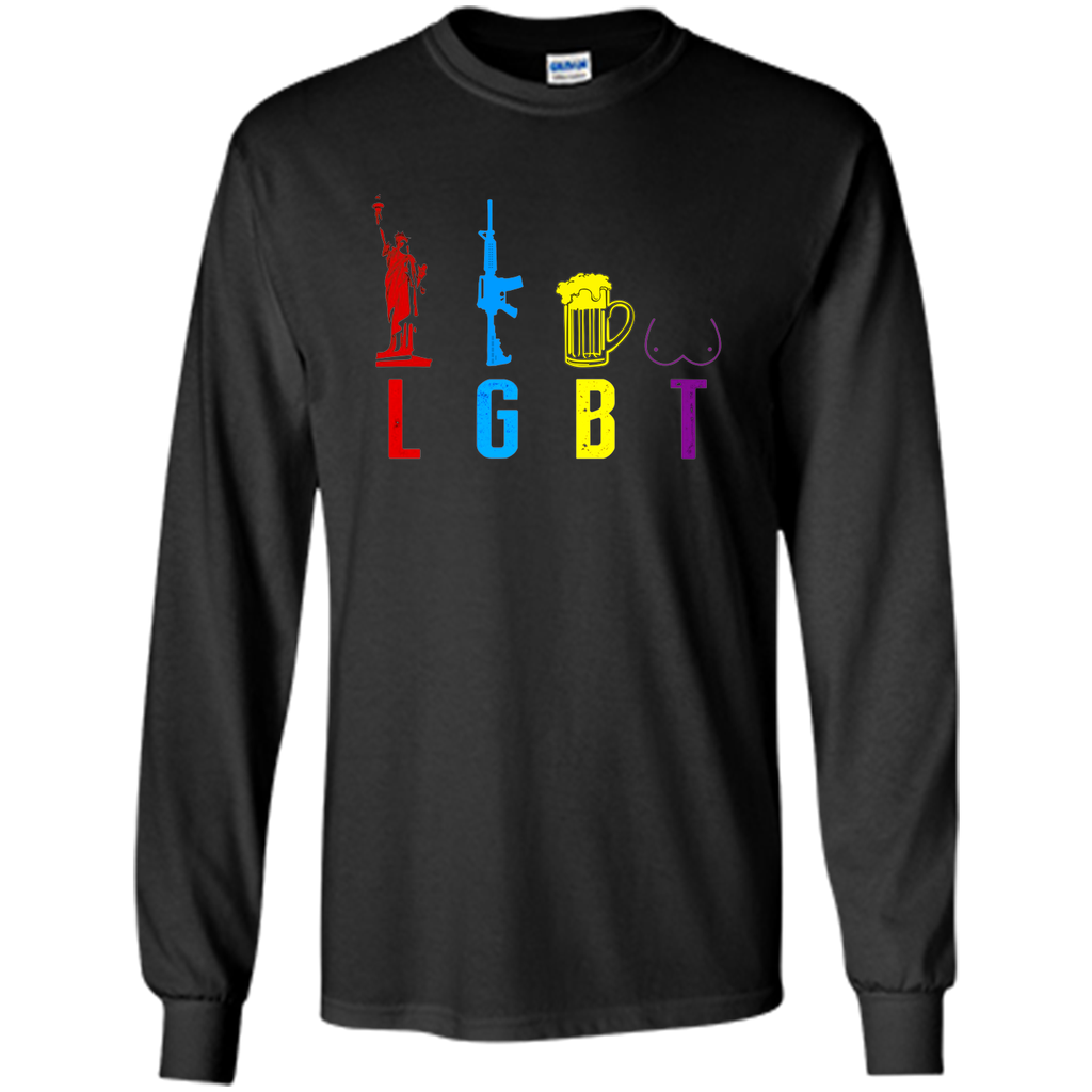 Liberty Gun Beer Funny T-shirt America - LGBT