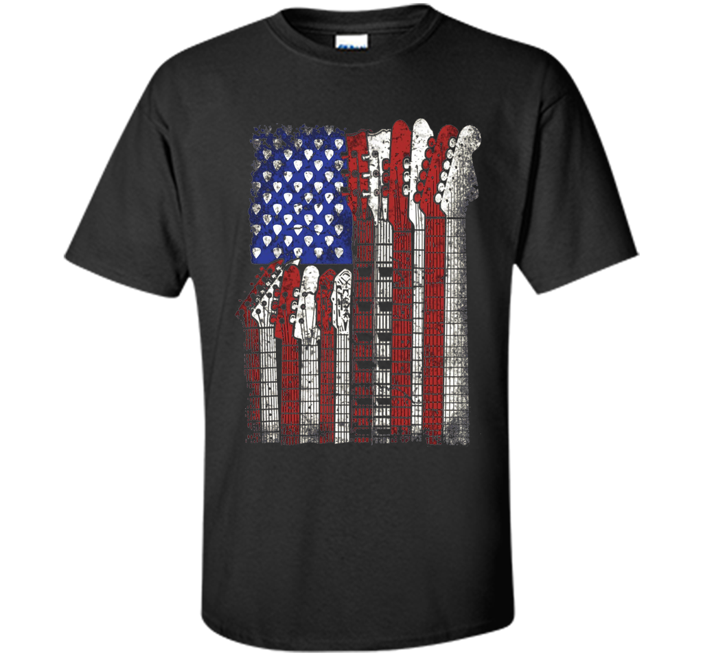 Guitar T Shirt US flag rock playable for men women
