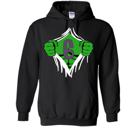 Green Man Chest Superhero Birthday Shirt For 6 Year Old Boys