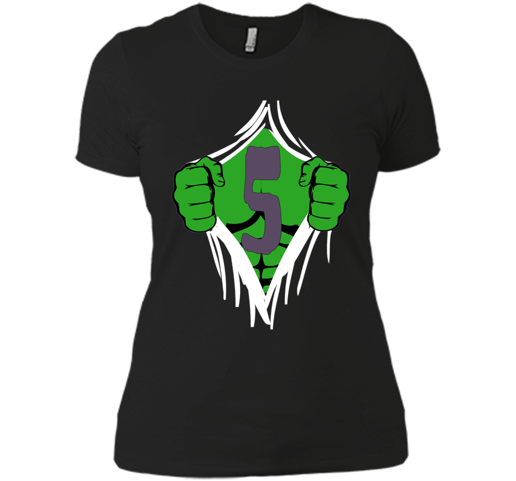 Green Man Chest Superhero Birthday Shirt For 5 Year Old Boys