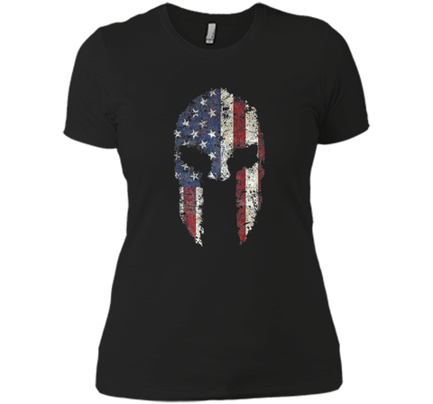 American Spartan Warrior Helmet Patriotic Flag T-Shirt