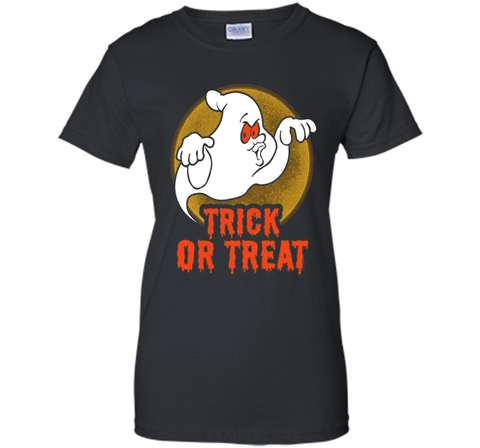 Funny Halloween Trick-or-Treat T-Shirt Ghost Tee cool shirt Ladies Custom