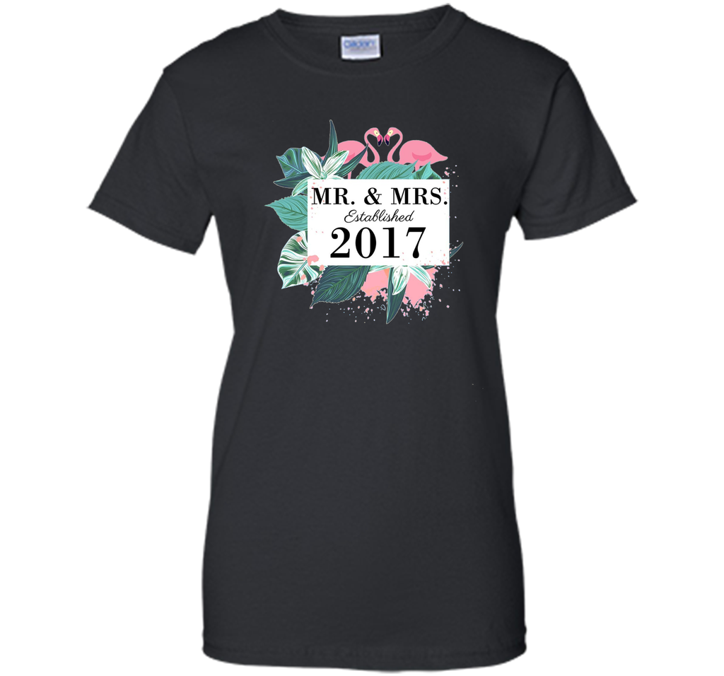 Mr.& Mrs. est.2017 Anniversary T-Shirt for Flamingo lovers