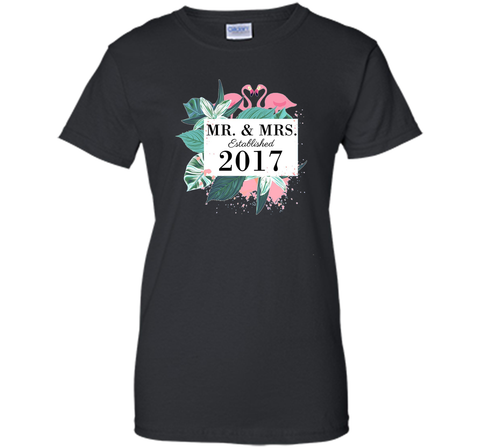 Mr.& Mrs. est.2017 Anniversary T-Shirt for Flamingo lovers