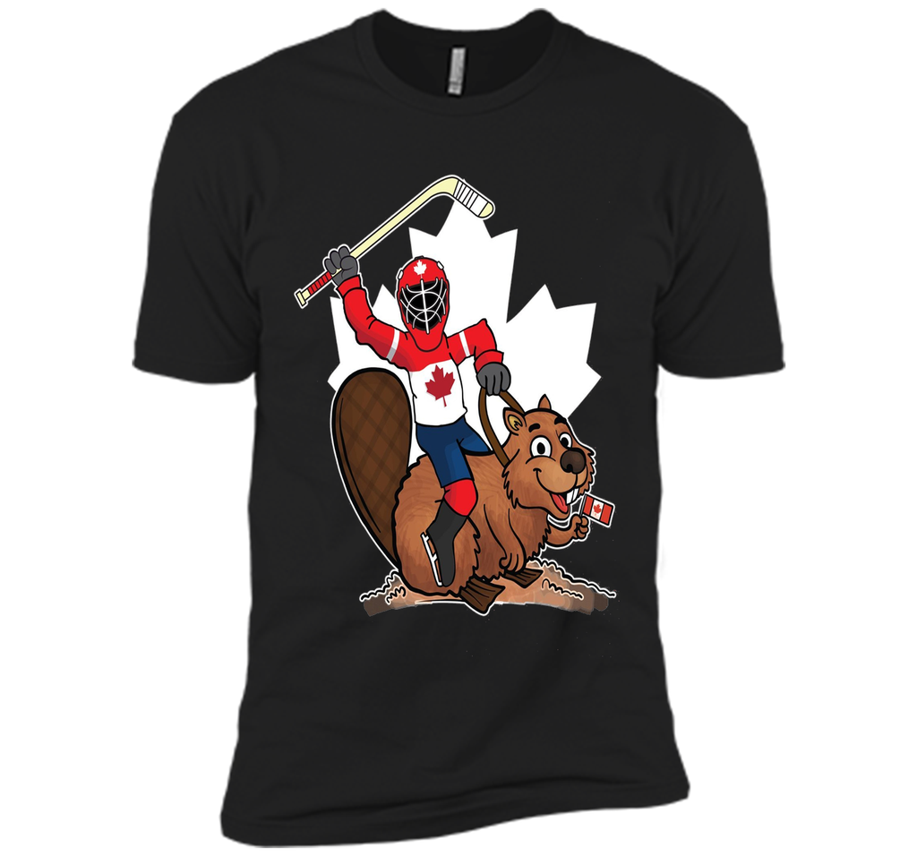 Canadian Maple Leaf Tee - Hockey Player Riding Beaver Shirt