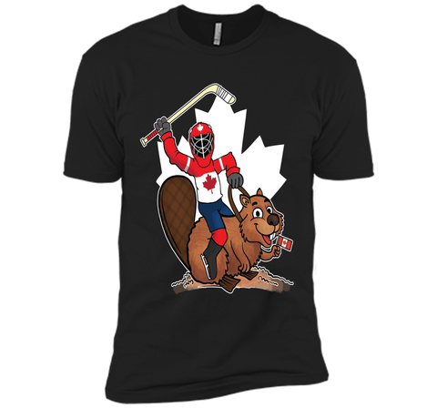 Canadian Maple Leaf Tee - Hockey Player Riding Beaver Shirt