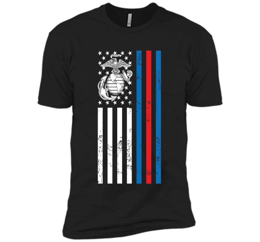 American Flag Blue Red Line Marine T-Shirt