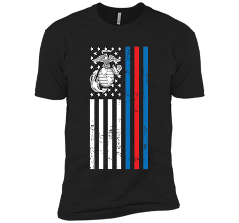 American Flag Blue Red Line Marine T-Shirt