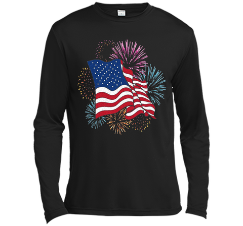 American Flag Patriotic T-Shirt Fireworks