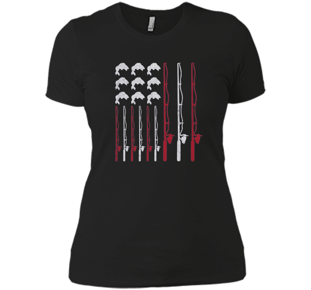 USA Fishing Rod & Bass American Flag Fishing T Shirt