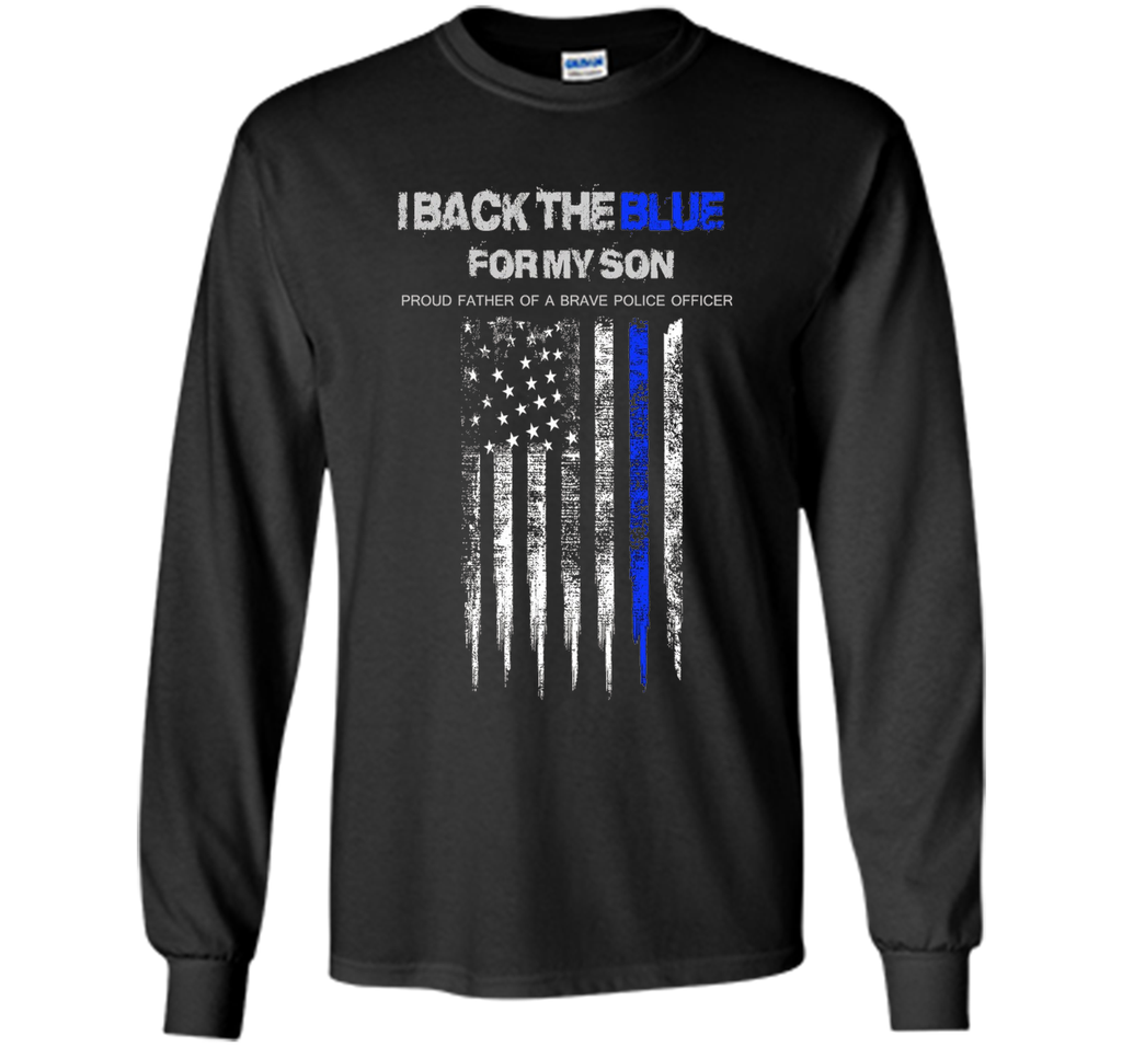 Men's I Back The Blue for My Son thin blue line police dad t-shirt