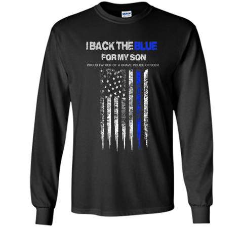 Men's I Back The Blue for My Son thin blue line police dad t-shirt