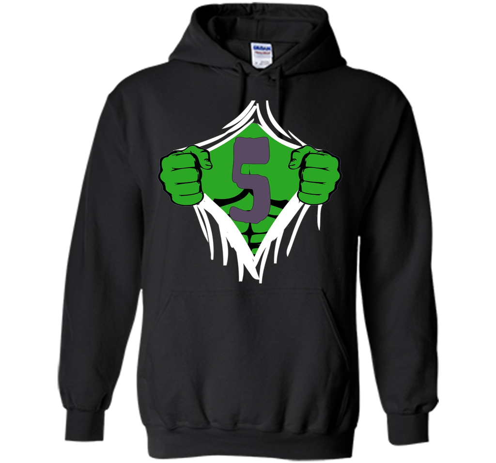Green Man Chest Superhero Birthday Shirt For 5 Year Old Boys