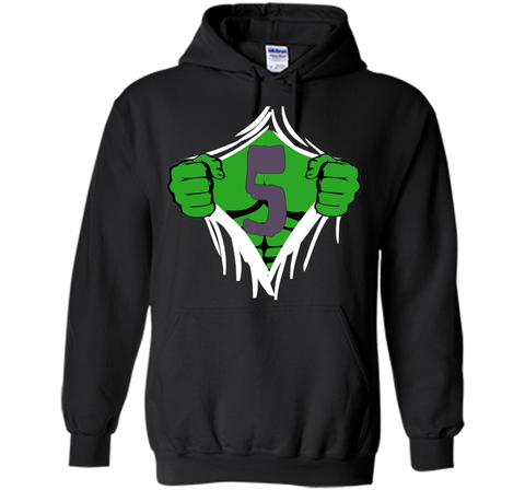 Green Man Chest Superhero Birthday Shirt For 5 Year Old Boys