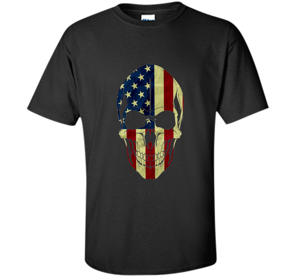Skull Head Red White And Blue Flag Skull - 4TH Of July Shirt