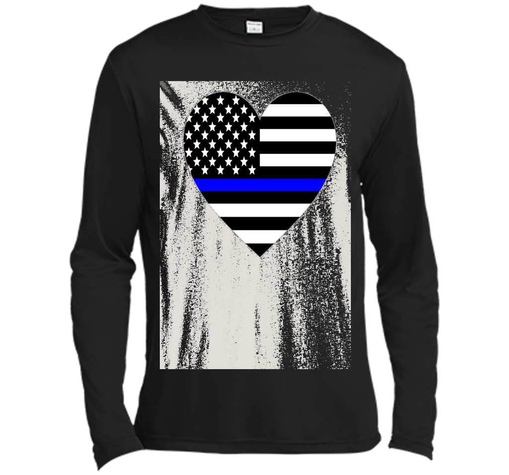 Thin Blue Line Police Support Love Heart T-shirt.