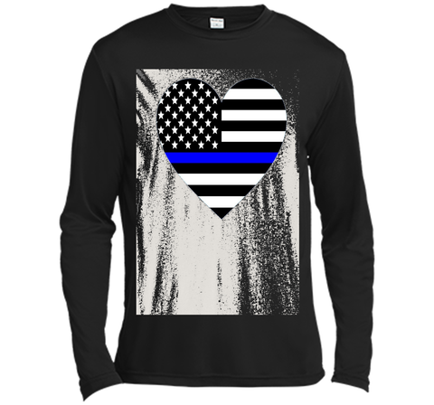 Thin Blue Line Police Support Love Heart T-shirt.