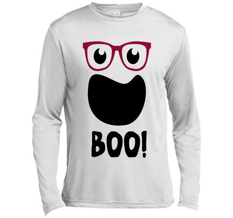 Halloween Ghost with Hipster Glasses Long Sleeve Moisture Absorbing Shirt