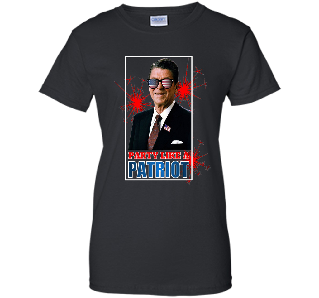 July 4th Party Like A Patriot Ronald Reagan Sunglass T-Shirt