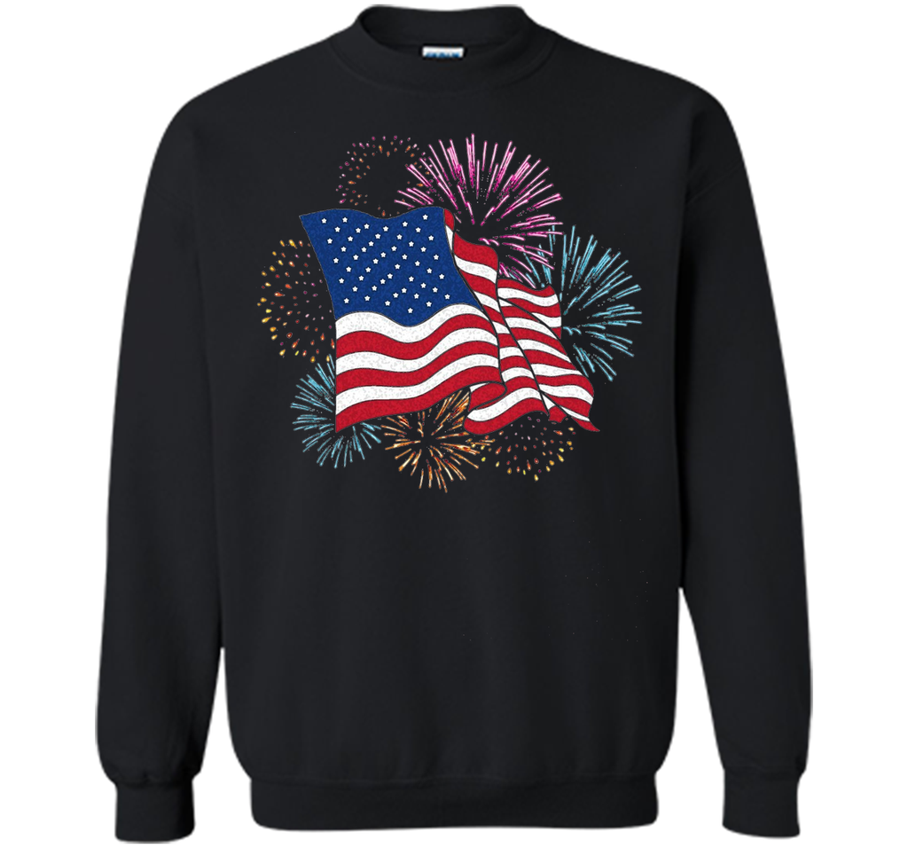 American Flag Patriotic T-Shirt Fireworks