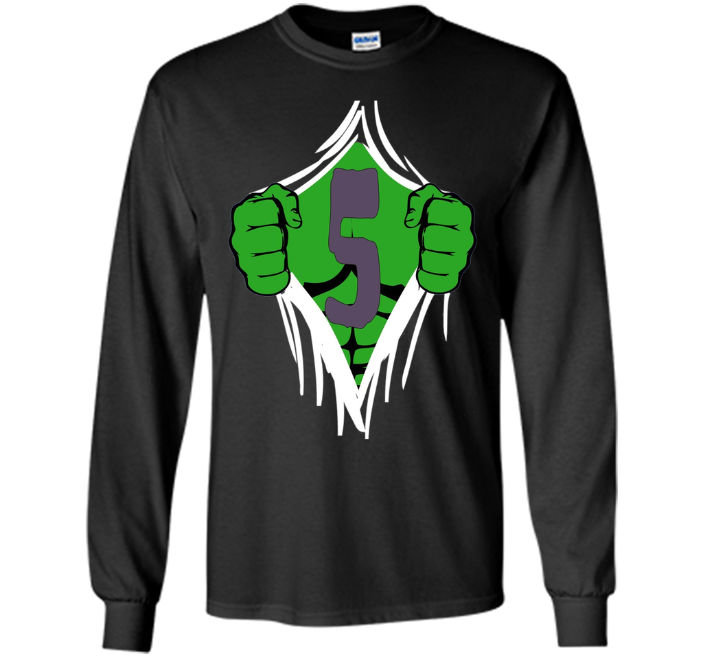 Green Man Chest Superhero Birthday Shirt For 5 Year Old Boys