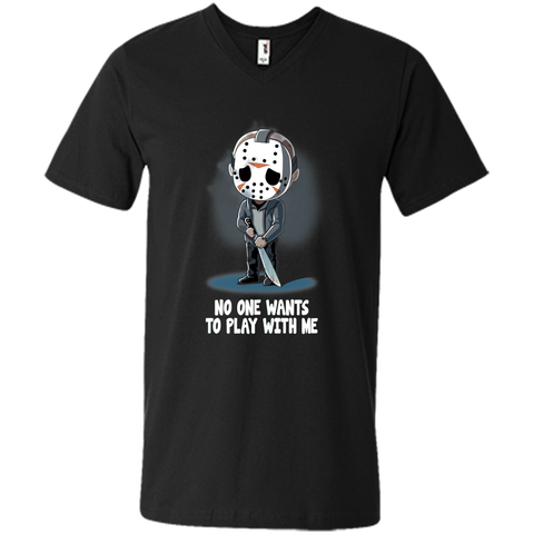 No one wants to play witn me halloween Mens Printed V-Neck T