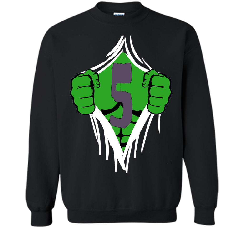Green Man Chest Superhero Birthday Shirt For 5 Year Old Boys