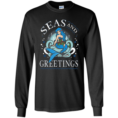 Pretty Mermaid Christmas T-shirt Seas And Greetings Fun