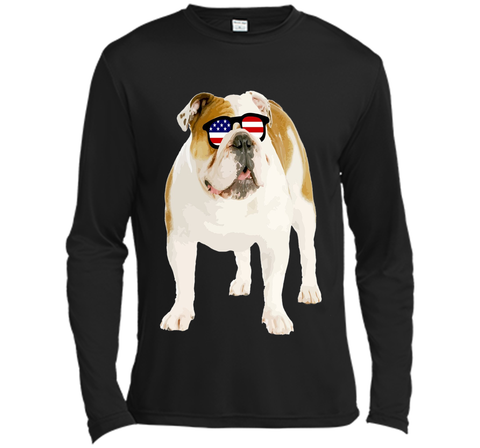 Patriotic Bulldog American Flag Sunglasses 4th of July Shirt