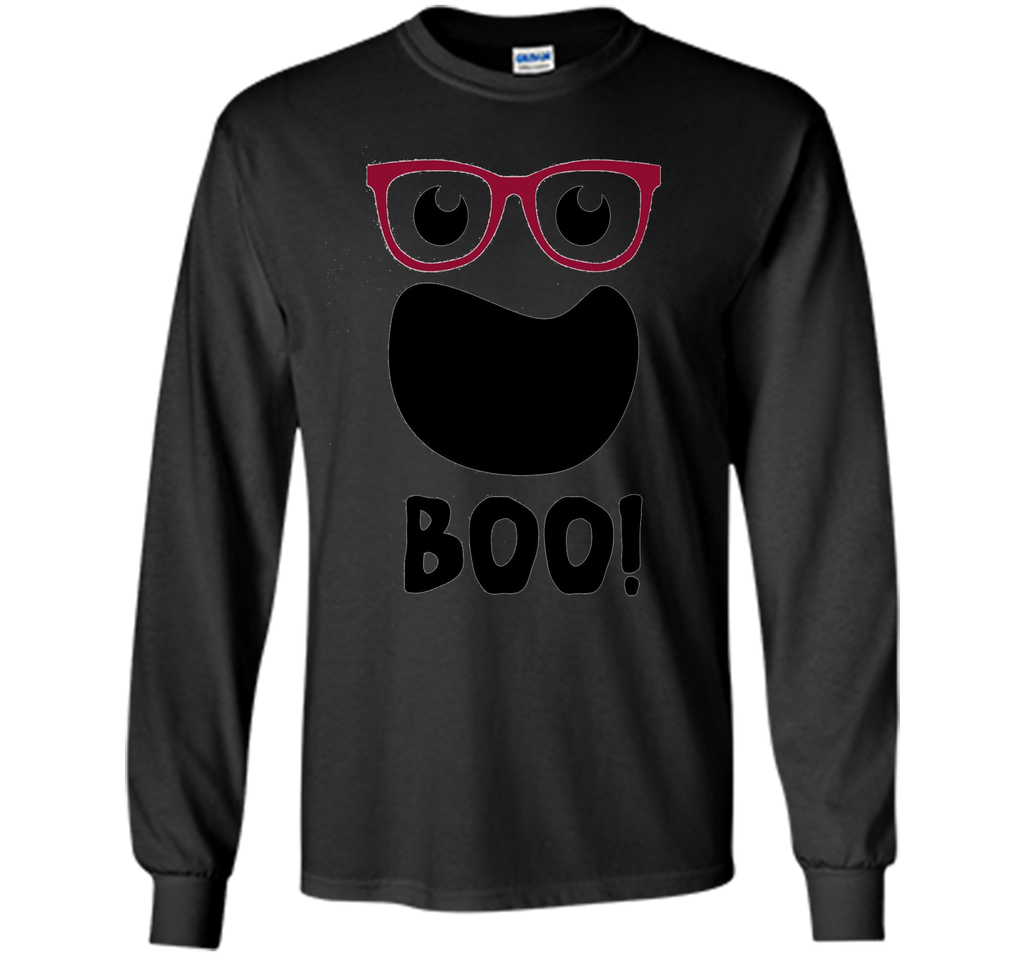 Halloween Ghost with Hipster Glasses LS Ultra Cotton Tshirt
