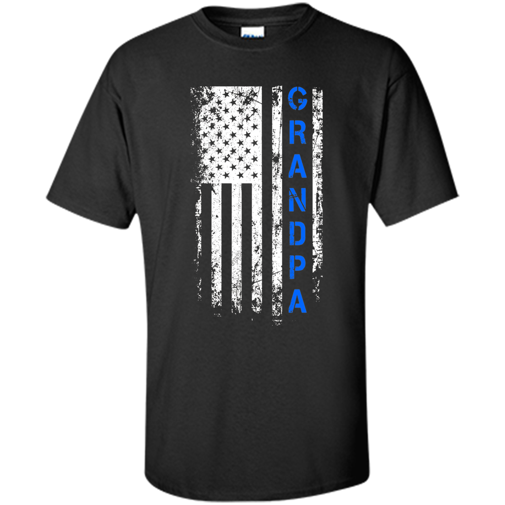 Father's Day Gift American Blue Grandpa flag t-shirt