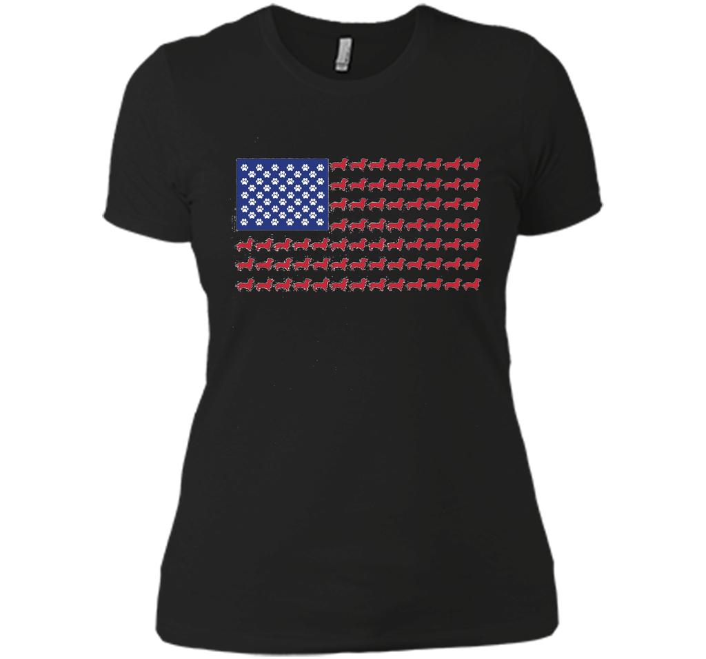 Dachshund T-Shirt - Cute American Flag 4th of July