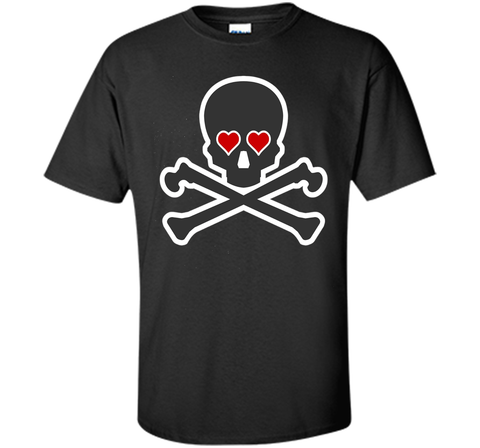 Skull and Crossbones Heart Eyes Shirt Cool Pirate T-Shirt