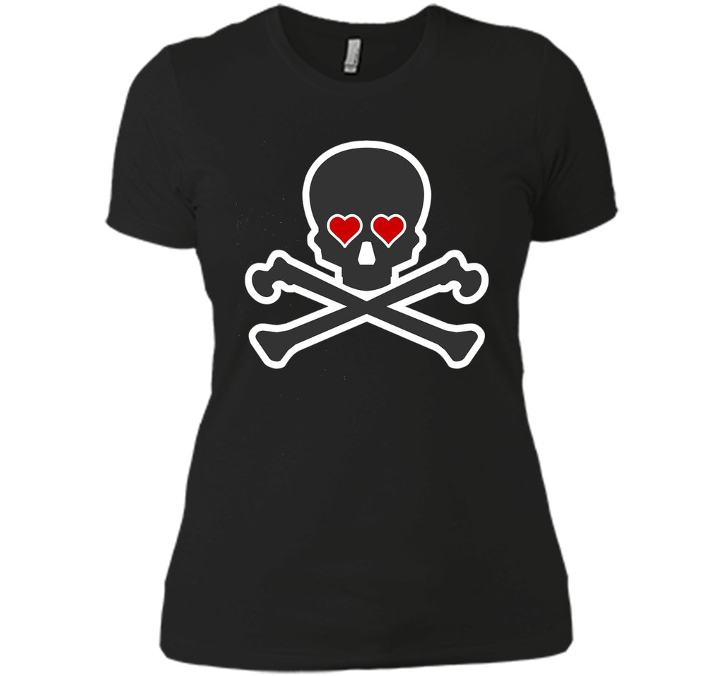 Skull and Crossbones Heart Eyes Shirt Cool Pirate T-Shirt