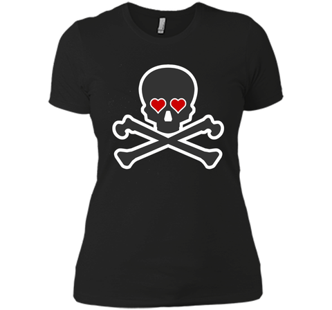 Skull and Crossbones Heart Eyes Shirt Cool Pirate T-Shirt