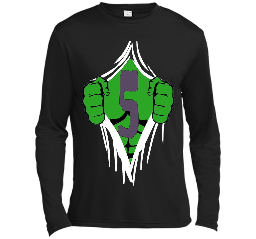 Green Man Chest Superhero Birthday Shirt For 5 Year Old Boys